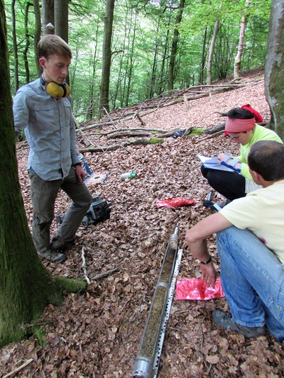 Sampling of soil for the CAOS project in Luxembourg with the University of Freiburg